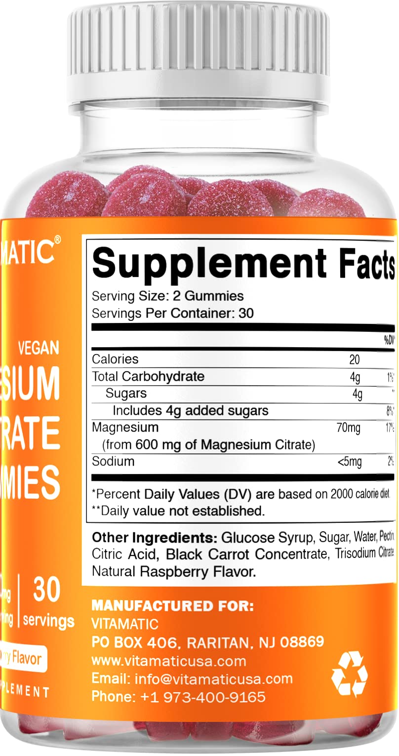 Vitamatic Magnesium Gummies for daily use with calendar.