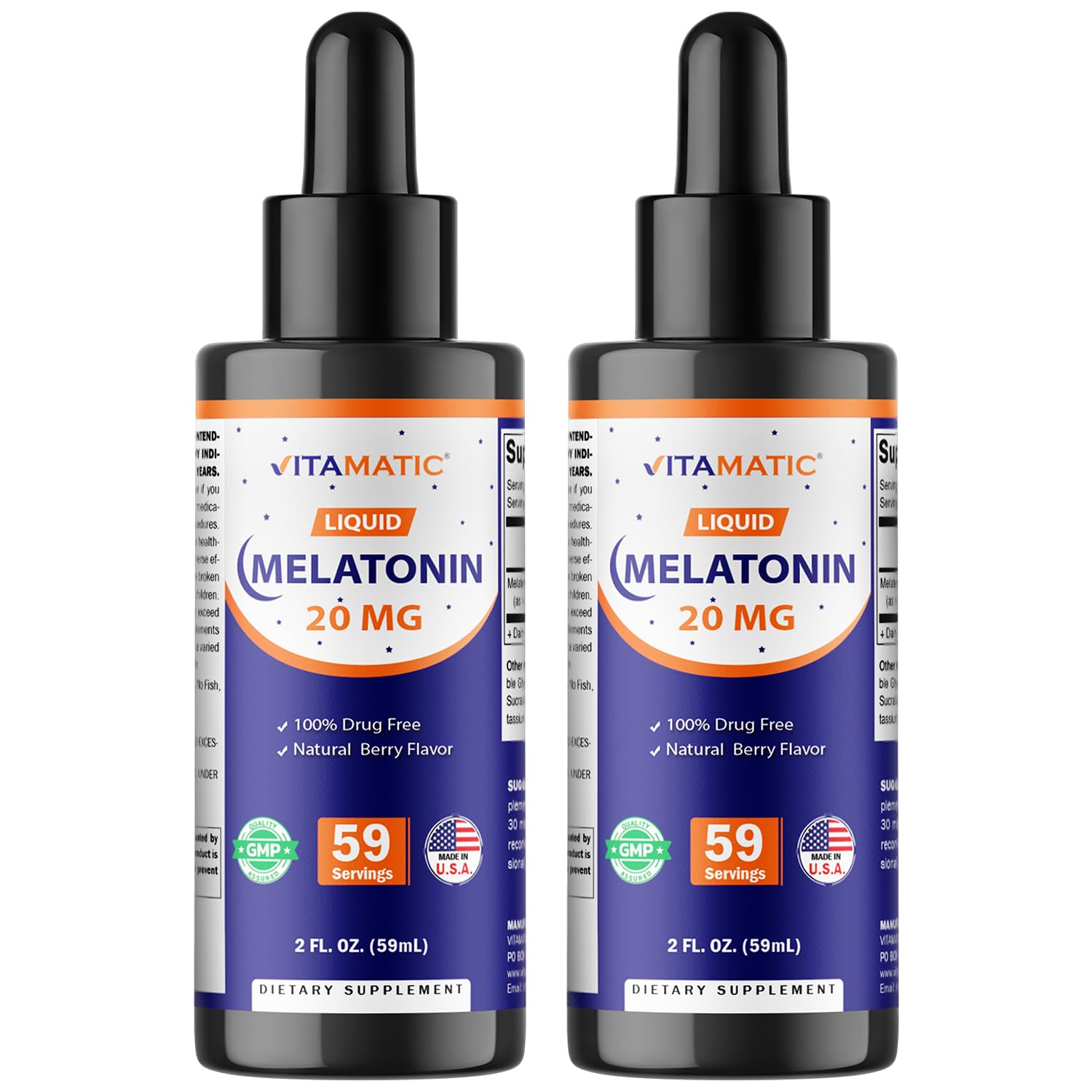 Vitamatic melatonin 20mg liquid drops bottle for high potency