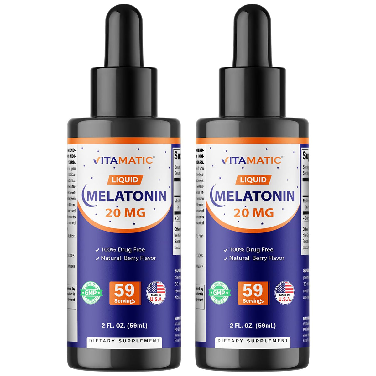 Vitamatic melatonin 20mg liquid drops bottle for high potency