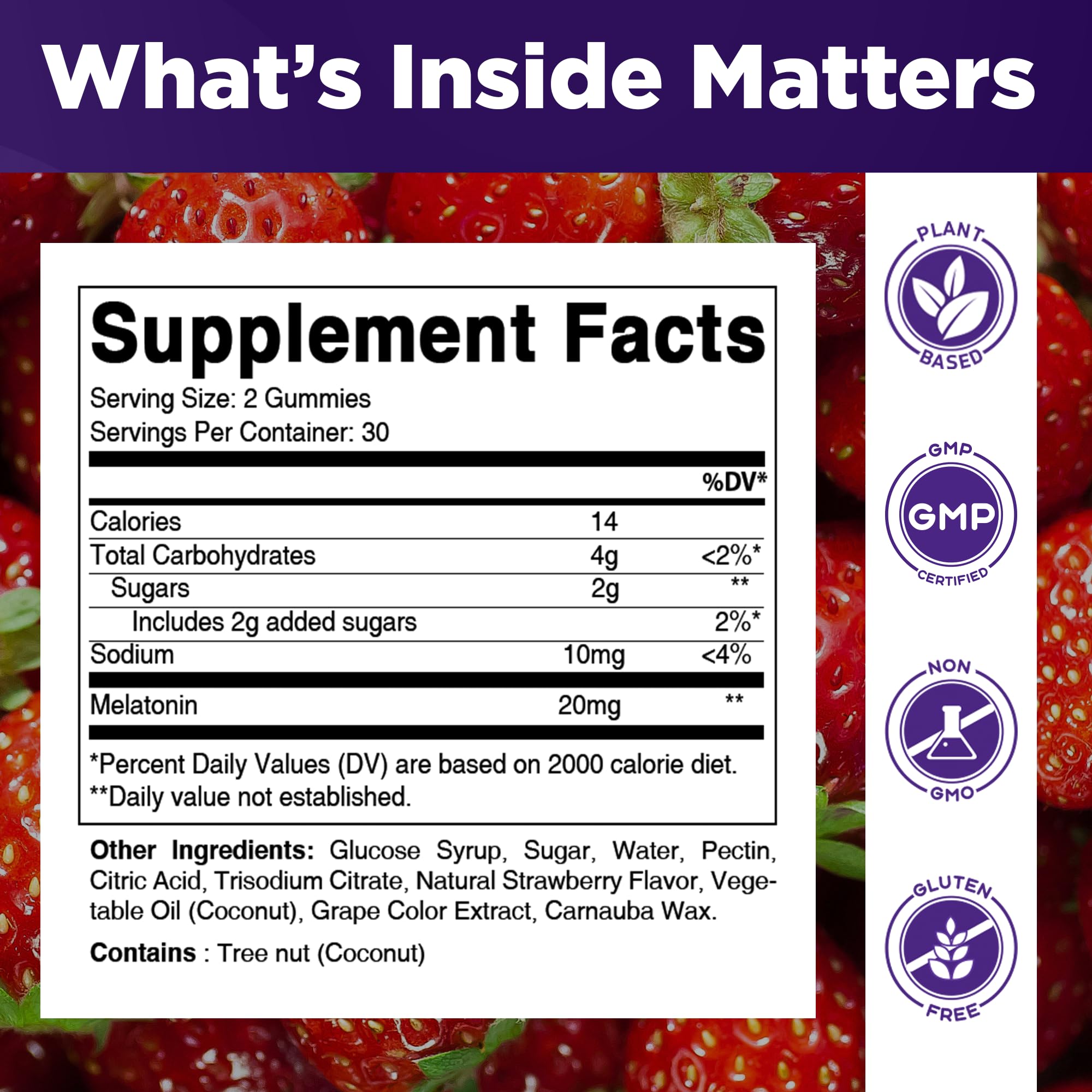 Close view of Vitamatic Melatonin Gummies bottle and label.