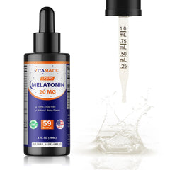 Vitamatic Melatonin liquid drops dispensing from dropper for customizable dosage