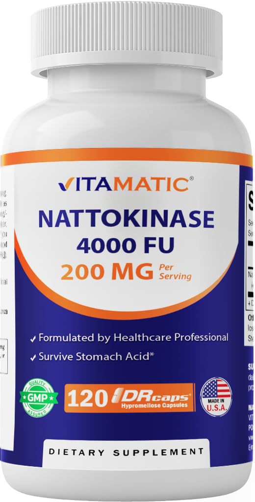 Vitamatic nattokinase two-pack on shelf suggests convenience and savings.