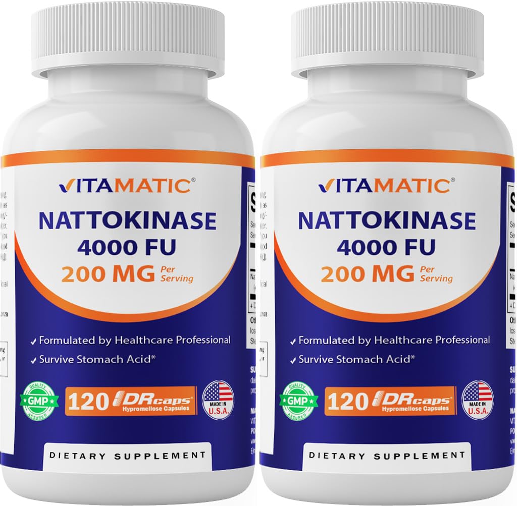Vitamatic nattokinase two-pack box front for easy daily use.