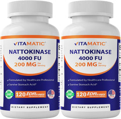 Vitamatic nattokinase two-pack box front for easy daily use.