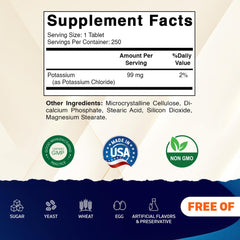Vitamatic potassium 99mg tablet close-up shows convenient daily dosing