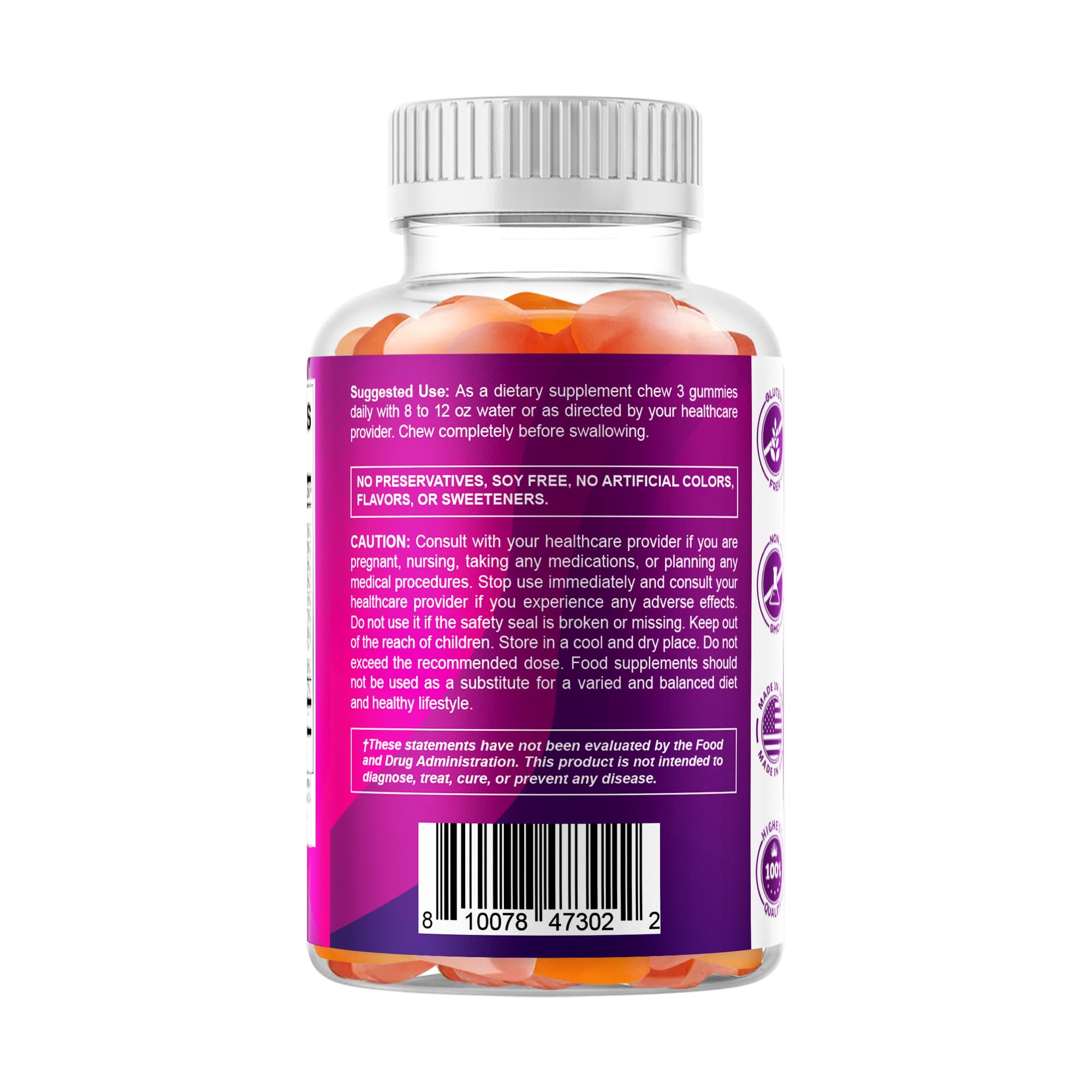 Vitamatic Prebiotic Fiber Gummies on kitchen-counter suggest easy daily habit.