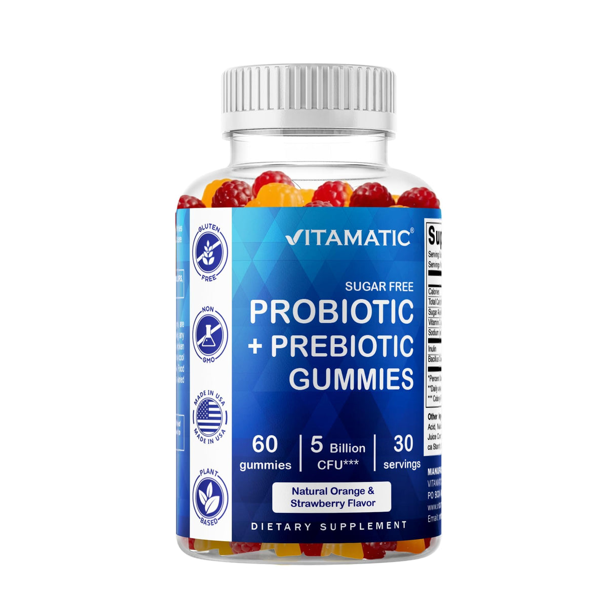 Vitamatic Probiotic Gummies bottle close-up for easy daily probiotic support.