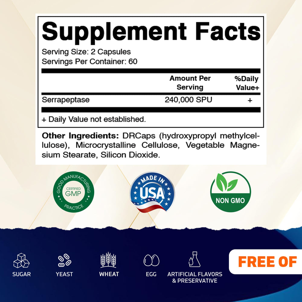 The Vitamatic Serrapeptase delayed-release capsules are ready to take.