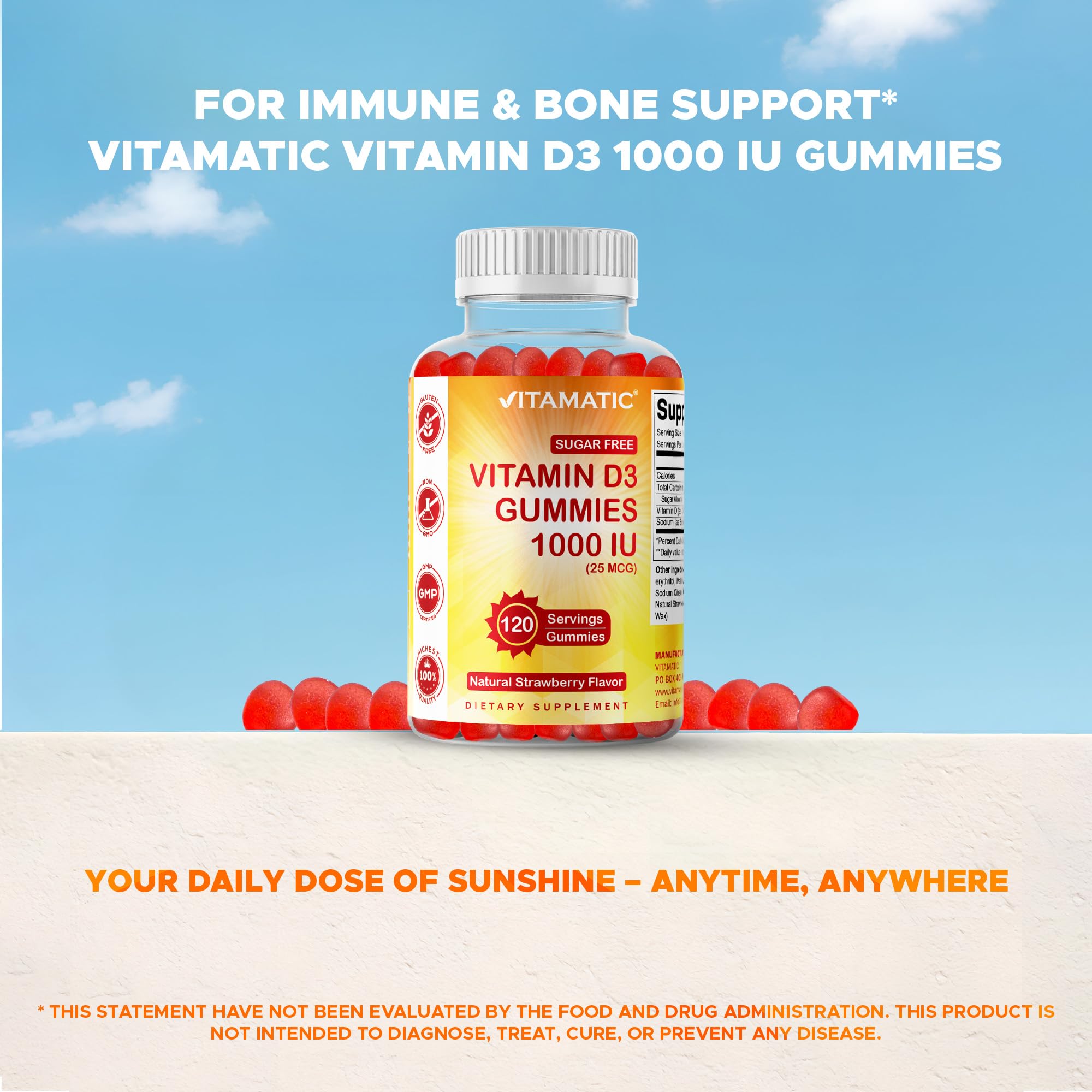 Vitamatic gummies serving-dish demonstrates convenient daily consumption.