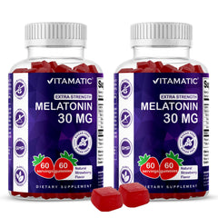 Vitamatic sugar free melatonin gummies pack of 2 bottles for easy nightly use