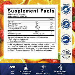 Vitamatic gummies close-up showing strawberry orange flavor for easy daily intake