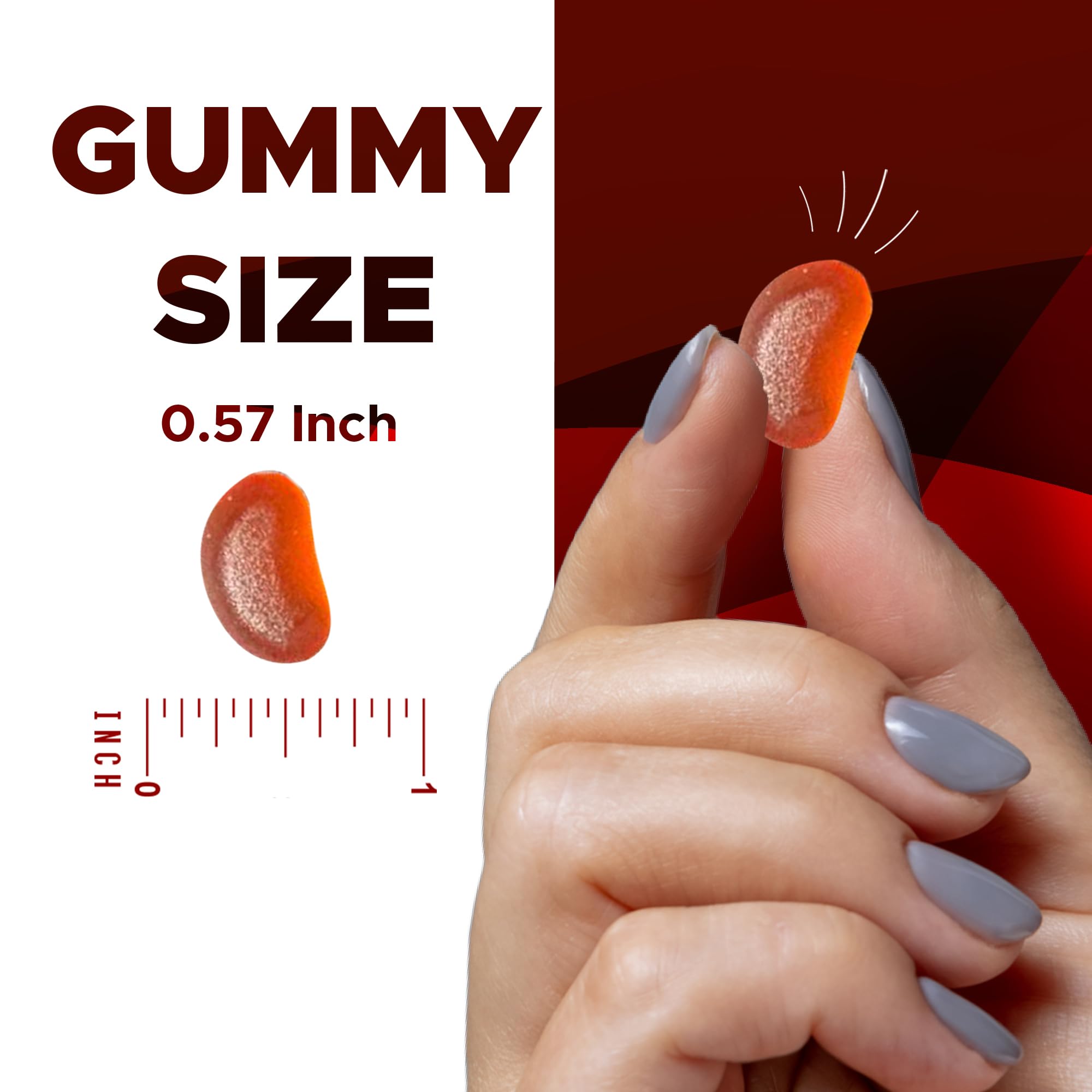 Gummy with smooth surface and strawberry glow in close-up