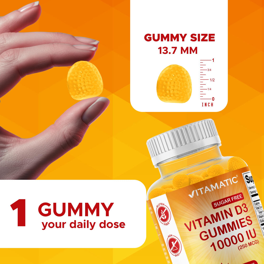 Vitamatic packaging with natural orange flavor label for easy flavor recognition.