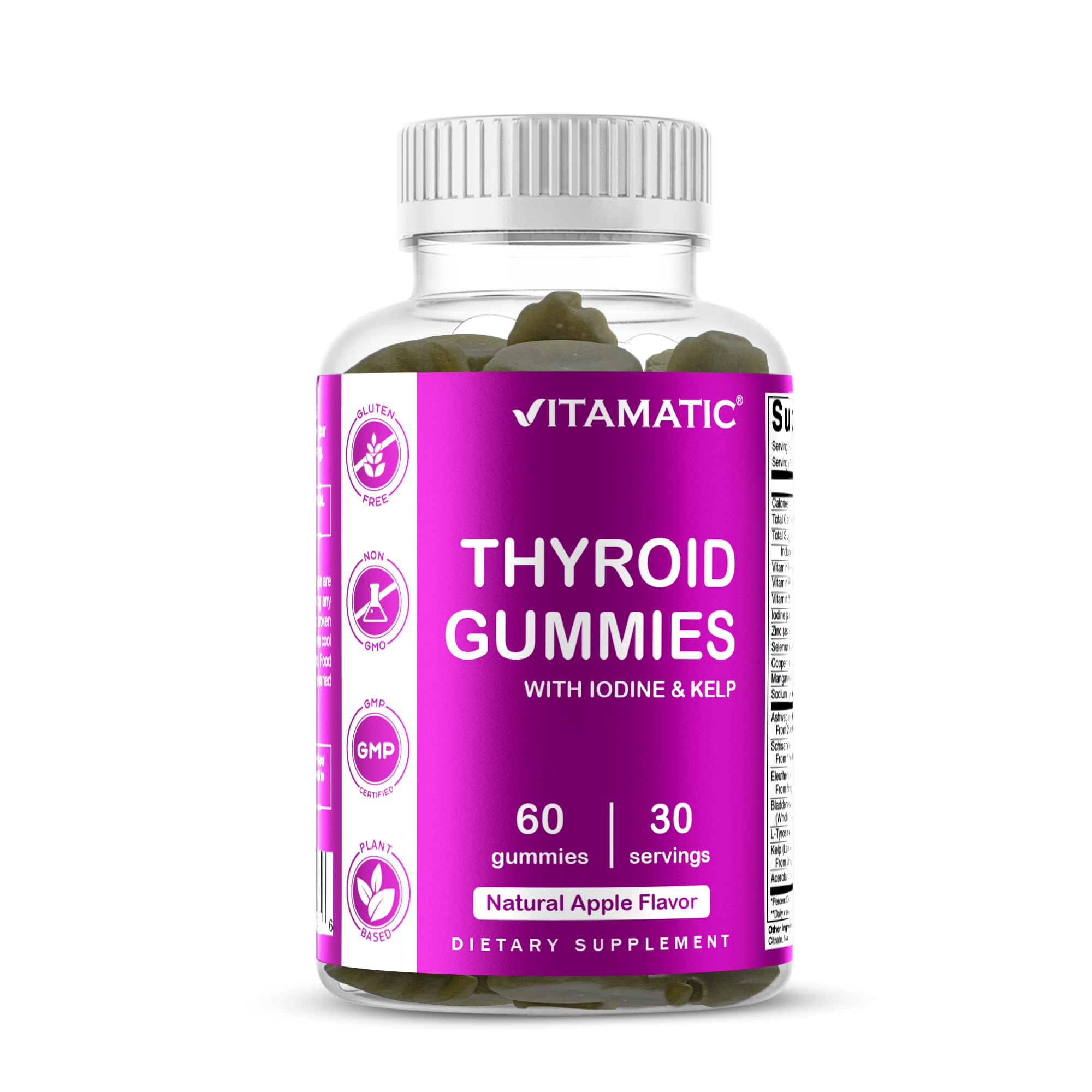 Vitamatic Thyroid Gummies bottle front – plant-based daily wellness