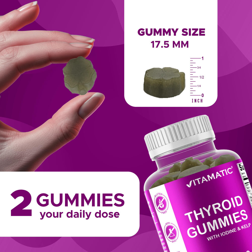 Vitamatic bottle pouring gummies into a hand for on-the-go use
