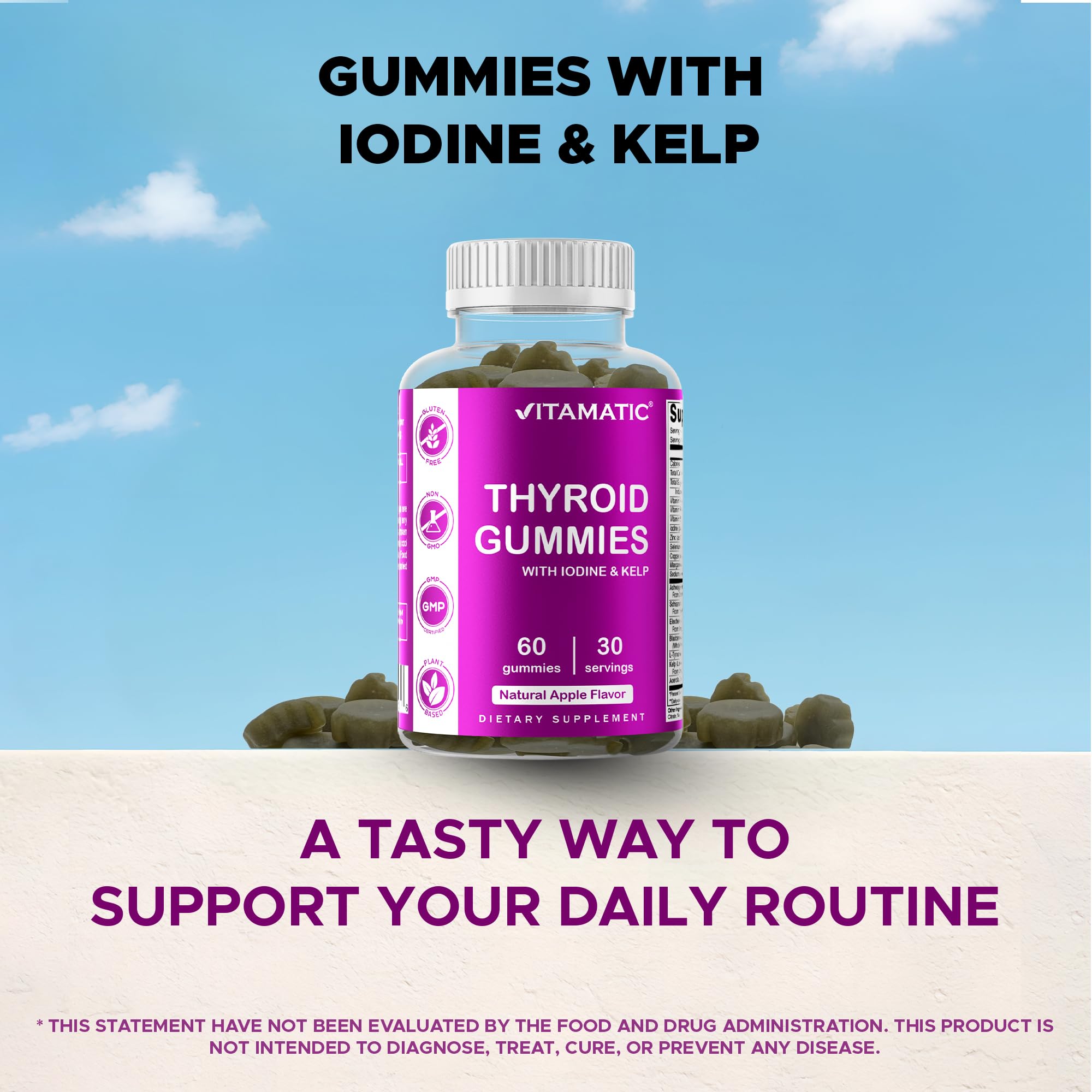 Vitamatic ingredients icons highlighting vegan-friendly formula