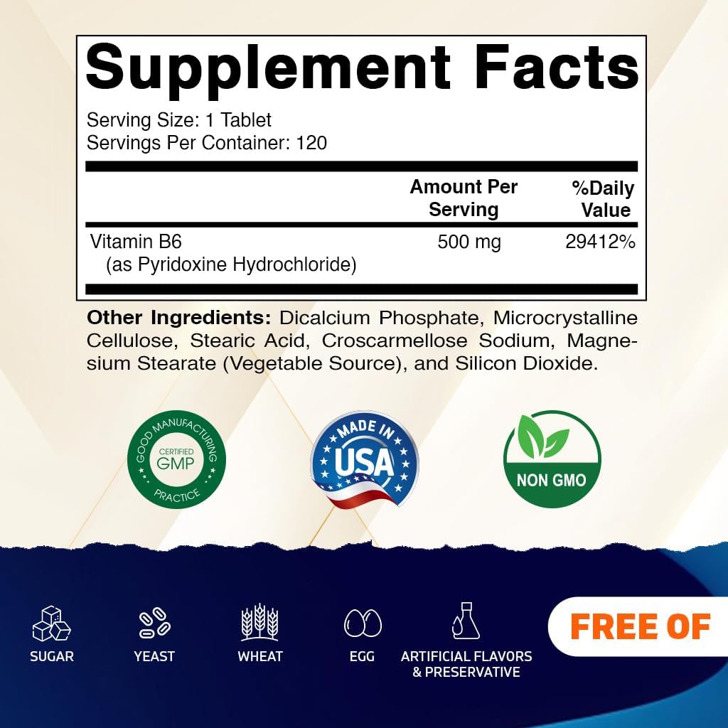 Close-up of Vitamatic B6 tablets showing metabolism benefits.
