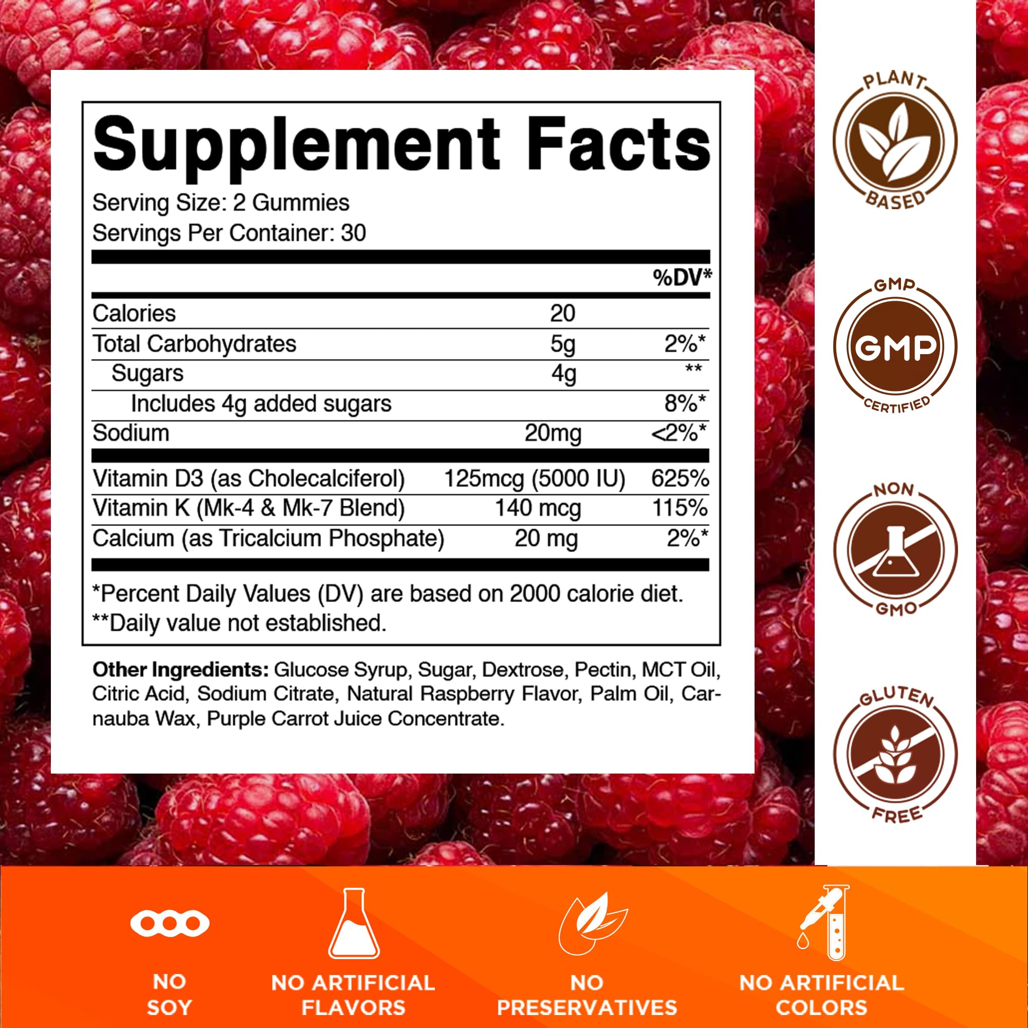 Vitamatic bottle side view showing label detailing non-GMO and gluten-free benefits.