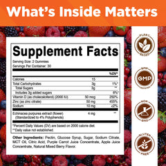 Vitamatic Zinc gummies bottle back highlighting vegan and gluten-free formula