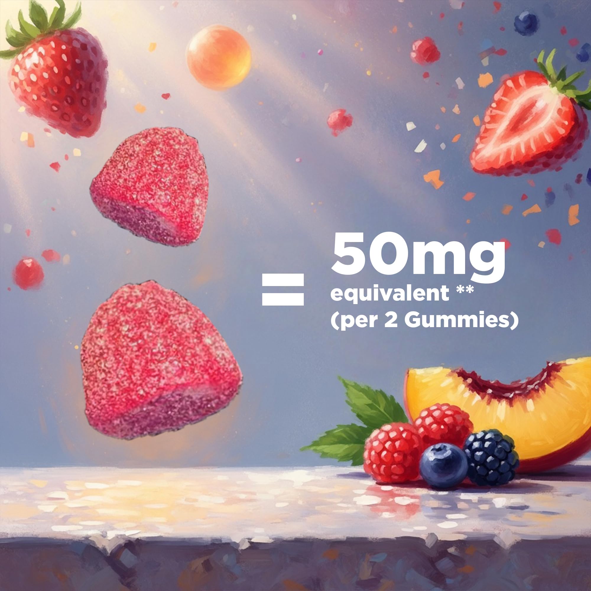 Close-up of Vitamatic zinc gummy texture with berry flavor