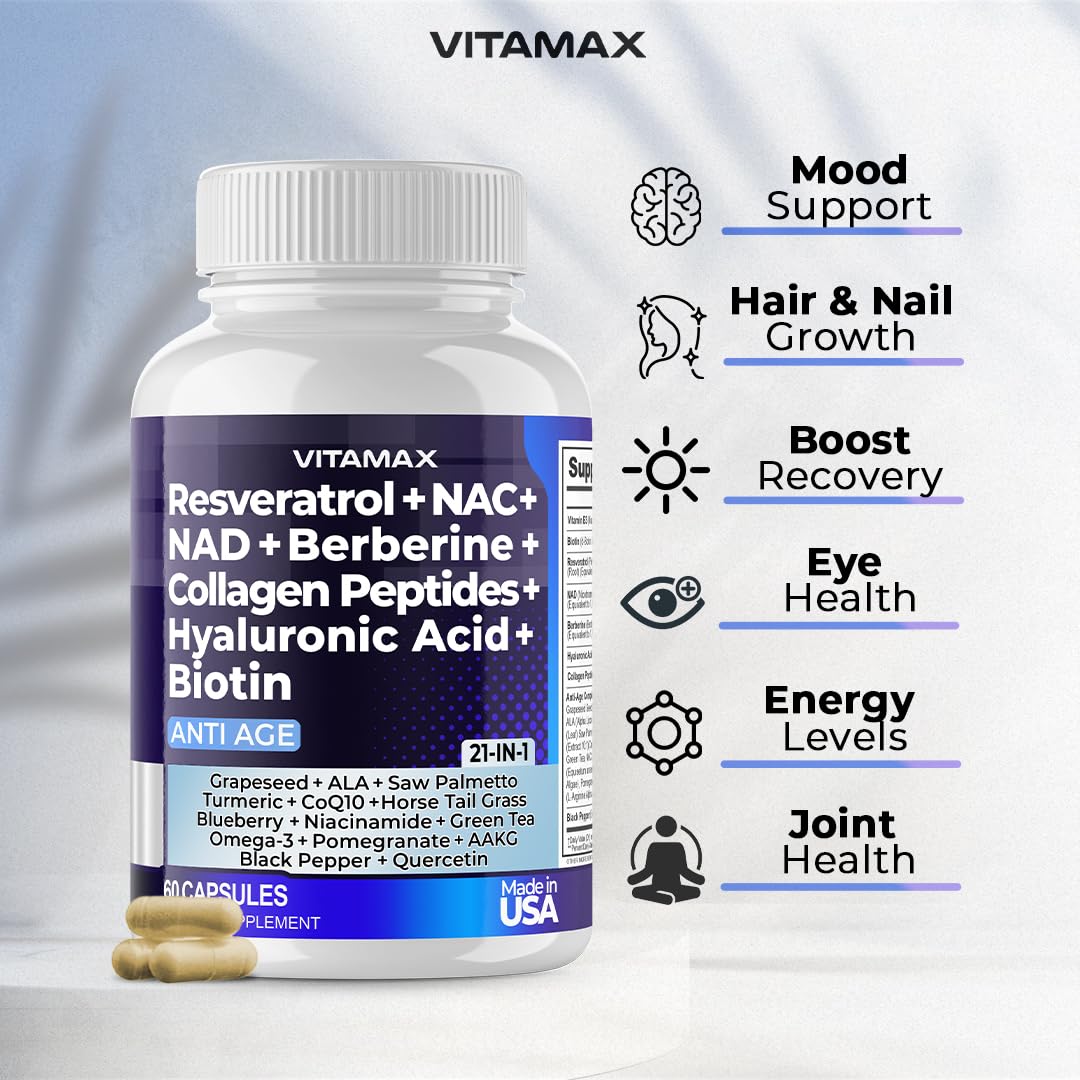 Vitamax blueberry extract capsule highlighting antioxidant-rich formula.