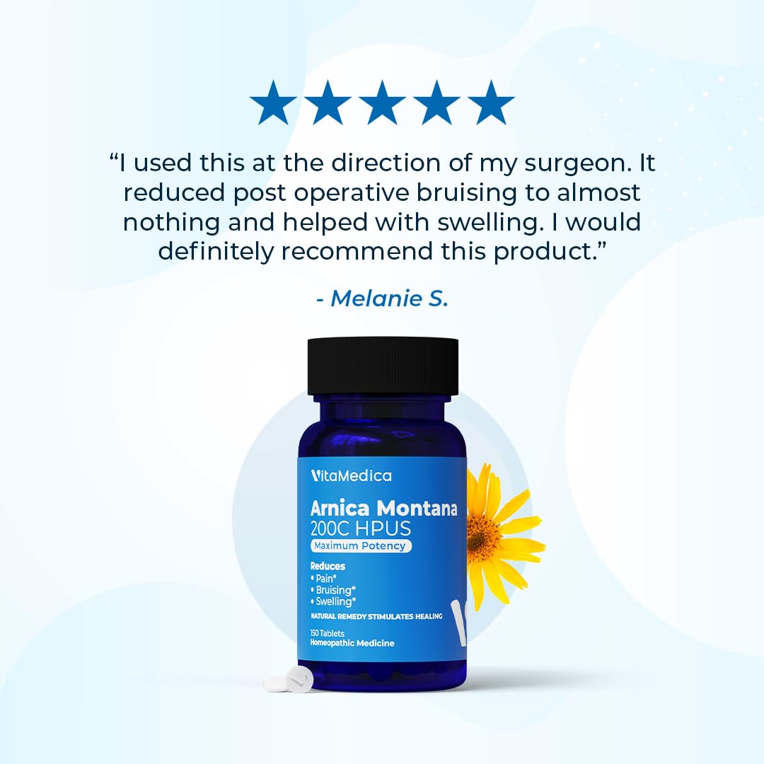 VitaMedica Arnica 200C fast-dissolving tablets demonstrated for quick relief