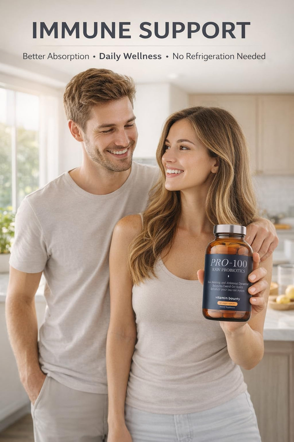 Vitamin Bounty Pro-100 label close-up details 100 billion CFU
