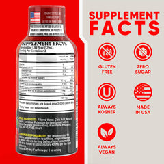 Vitamin Energy shot highlights 260mg caffeine and B vitamins for alertness