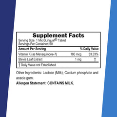 Vitamin K2 MK7 sublingual tablets close-up ready for fast dissolution.