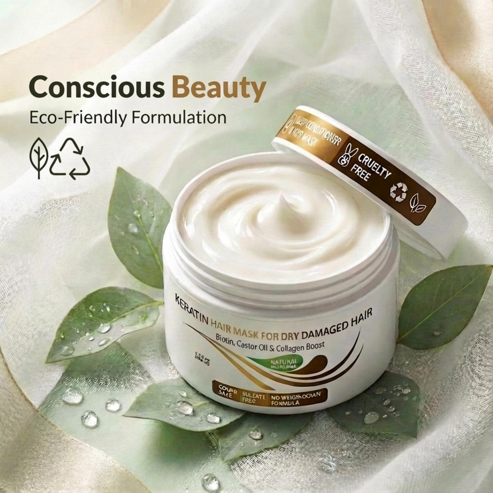 VITAMINS Keratin Mask cream closeup emphasizes creamy texture and rich hydration.