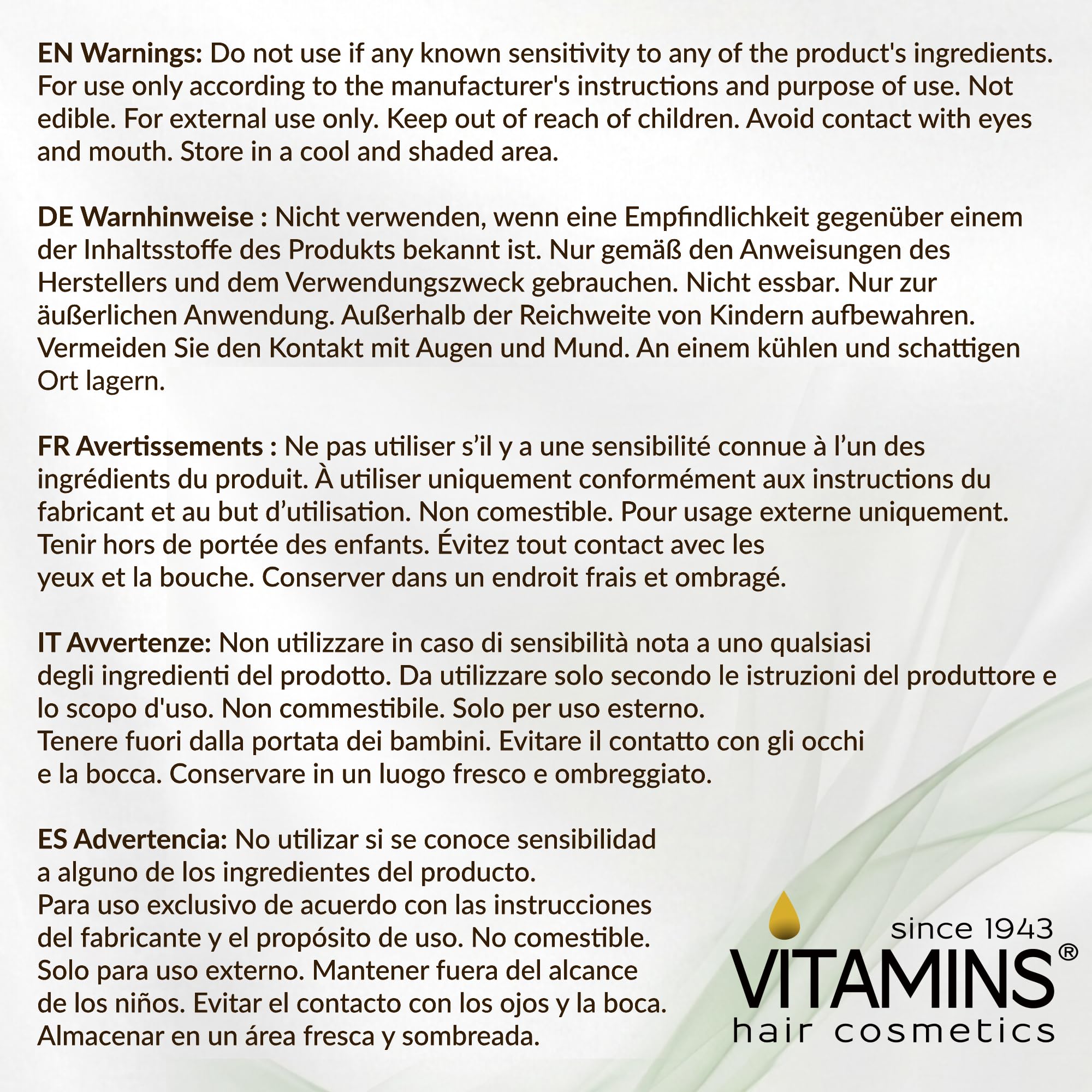 VITAMINS Hair Cosmetics Keratin Mask ingredients Biotin, Collagen, Castor Oil support.