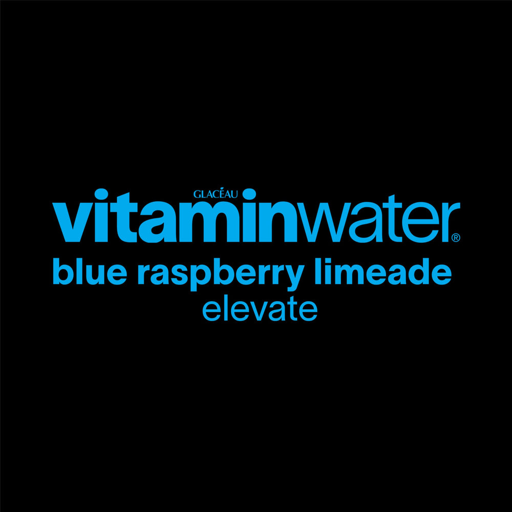 Vitaminwater Elevate bottle beside glass highlights bold flavor and hydration