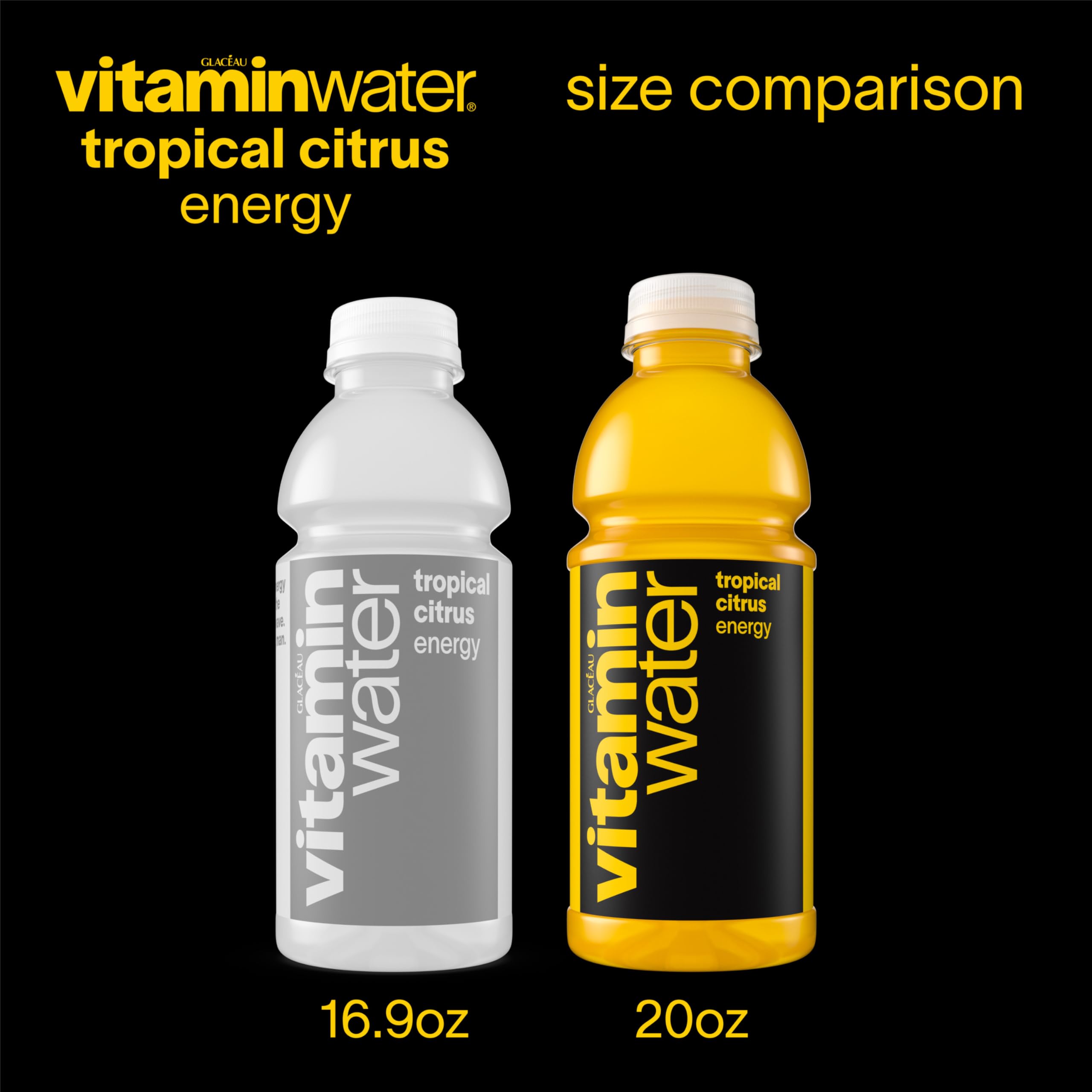 Vitaminwater Energy Tropical Citrus on a desk illustrates daytime hydration at work.