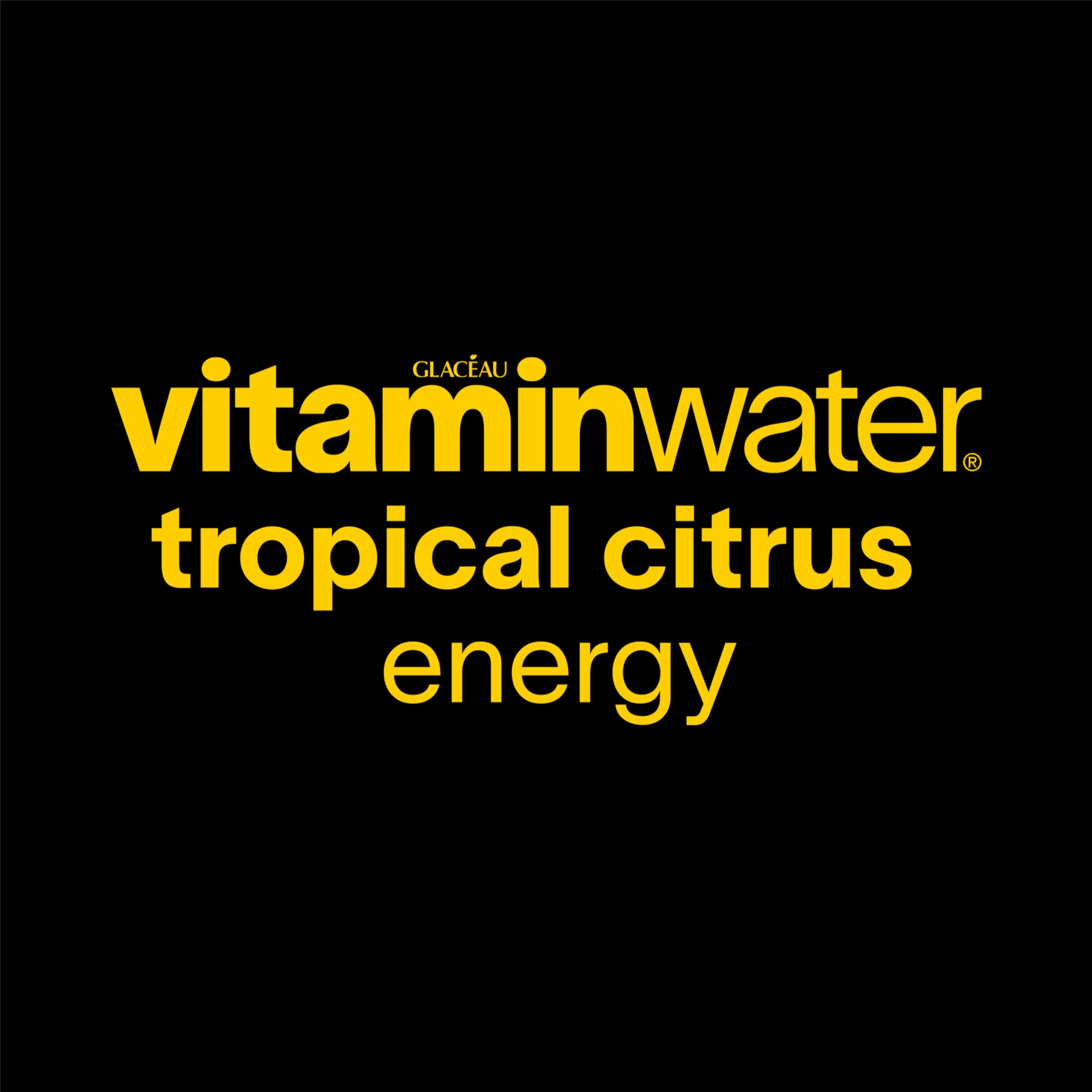 Vitaminwater Energy Tropical Citrus bottle in a gym bag signals workout-ready hydration.