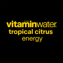 Vitaminwater Energy Tropical Citrus bottle in a gym bag signals workout-ready hydration.