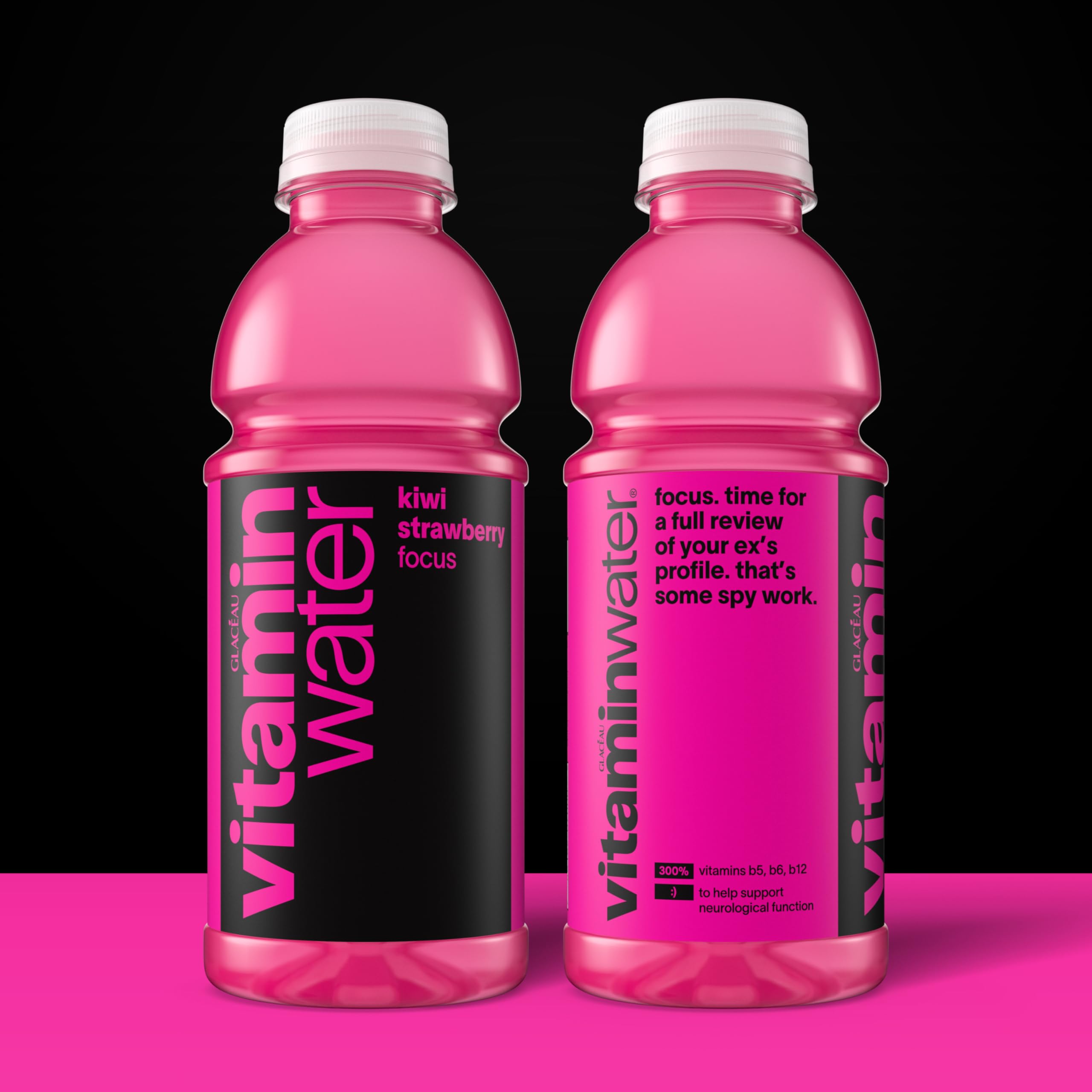Vitaminwater Focus Kiwi Strawberry being poured for a refreshing break.