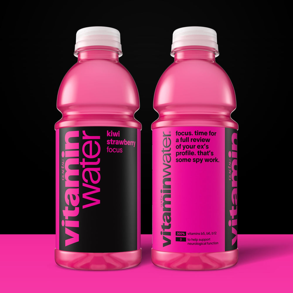Vitaminwater Focus Kiwi Strawberry being poured for a refreshing break.