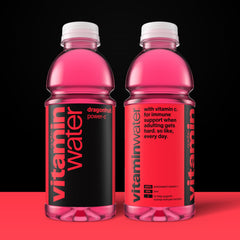 Vitaminwater Power-C Dragonfruit bottle back label highlights vitamin C and zinc.