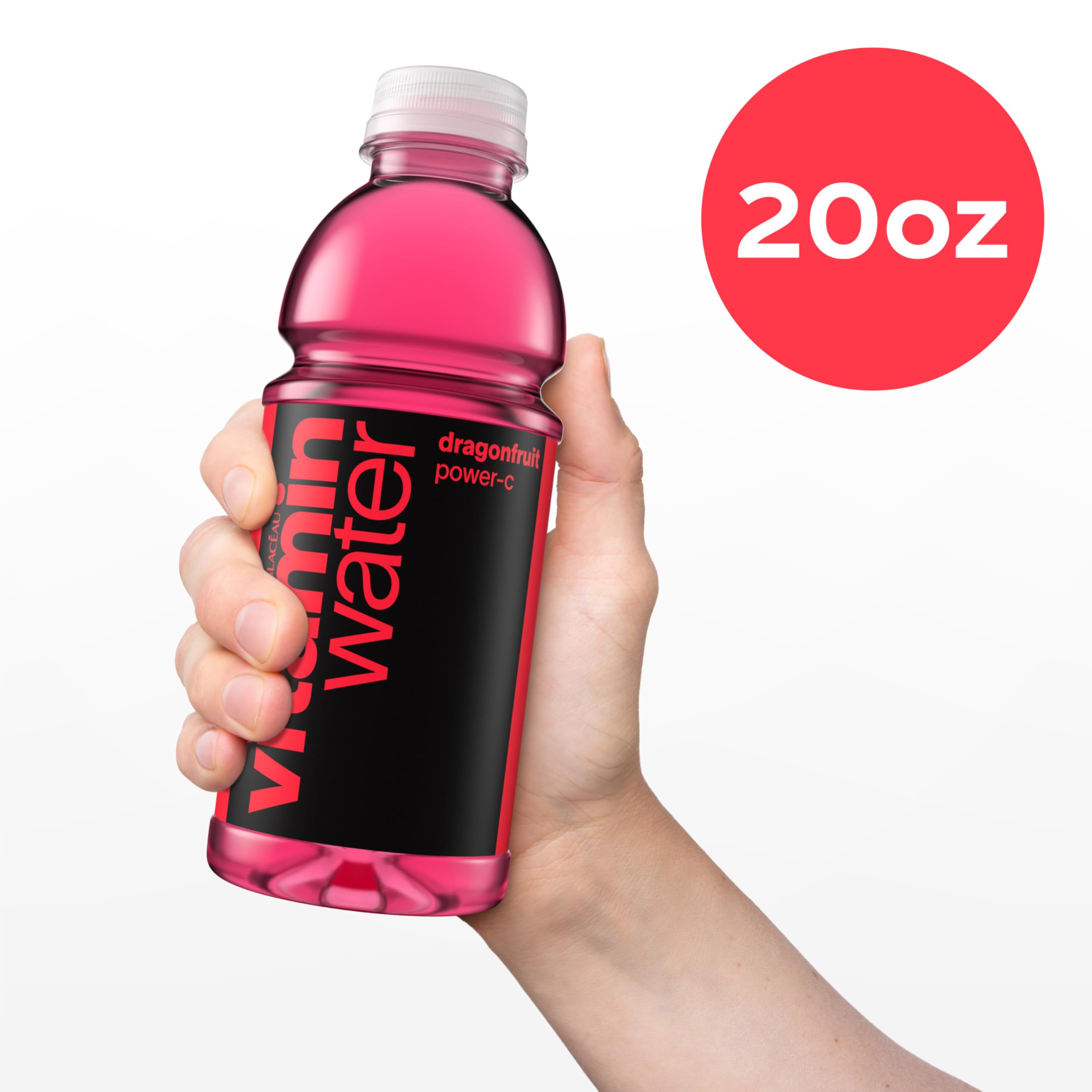 Close-up of Vitaminwater Power-C Dragonfruit cap for easy daily use.