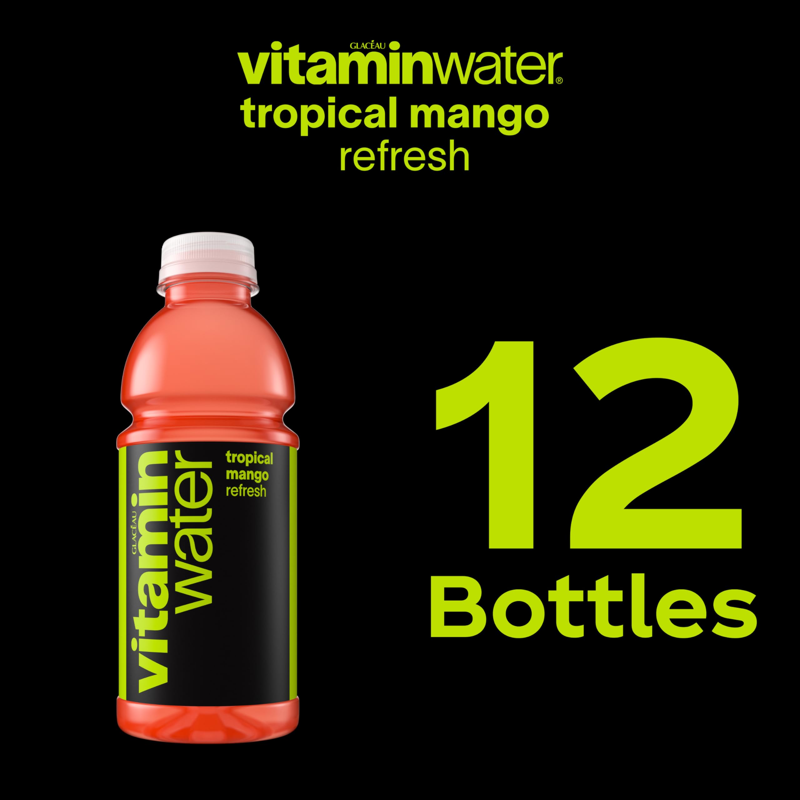 vitaminwater Refresh Tropical Mango nutrition facts on the bottle.