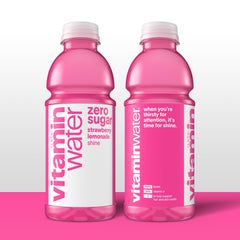 Shine bottle with ice and a glass to highlight cooling hydration benefits