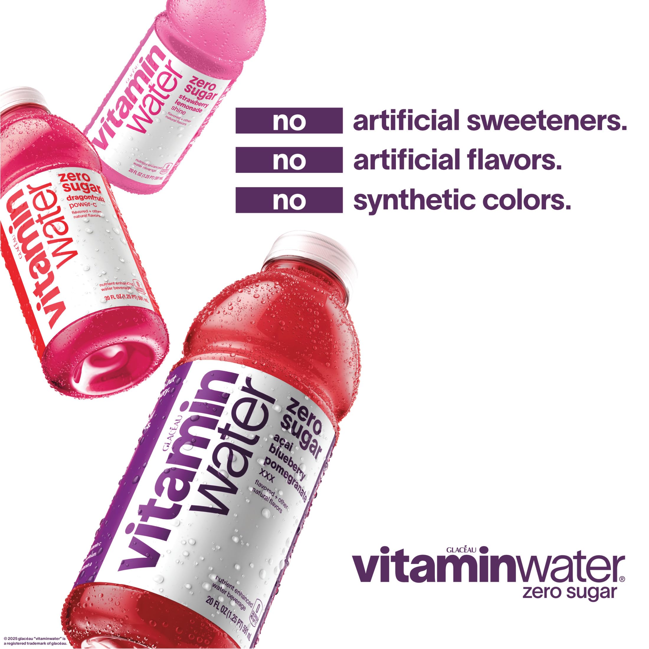 Pouring Vitaminwater Shine Strawberry Lemonade into a glass with ice for a flavorful sip