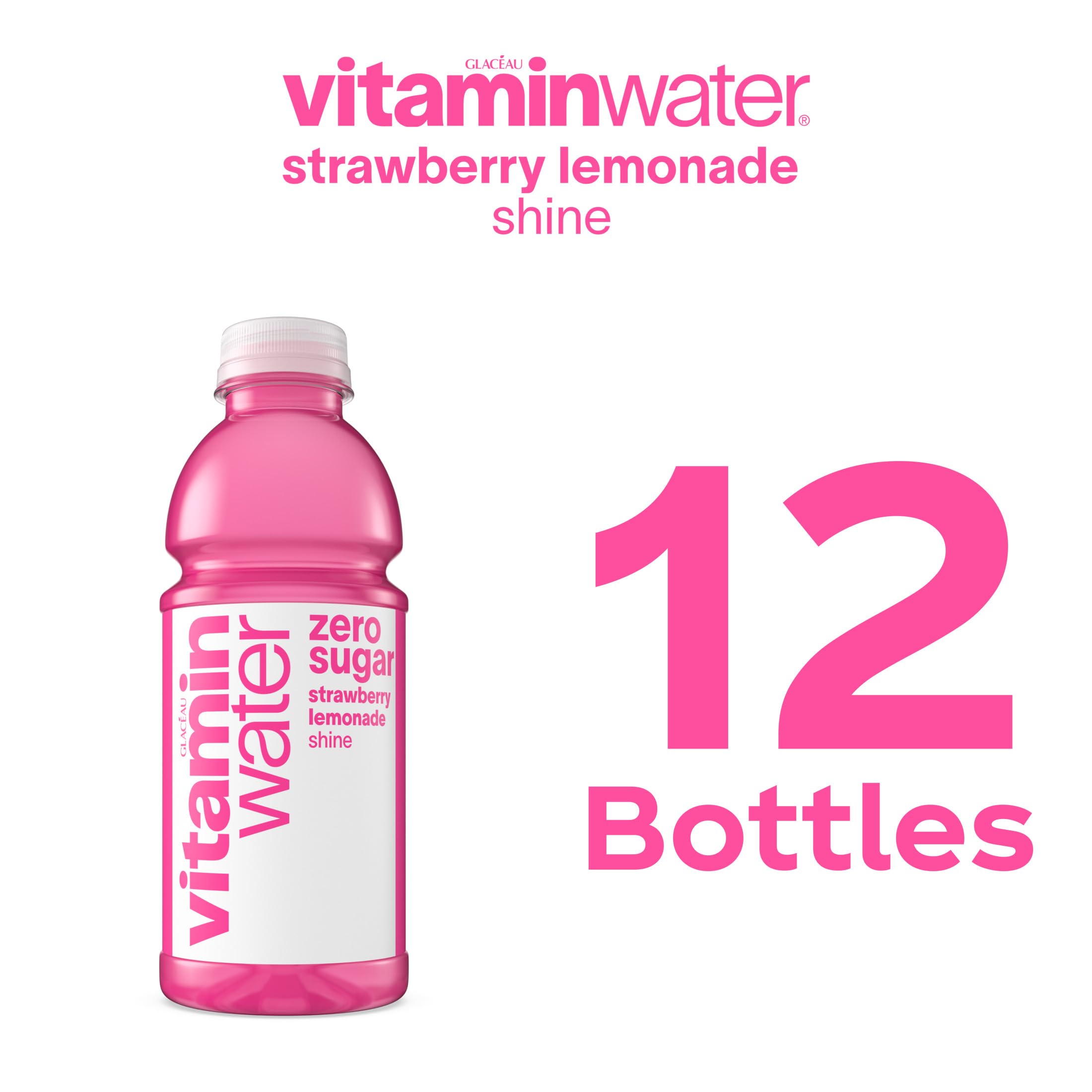 Close view of Shine bottle label emphasizing zero calories per bottle