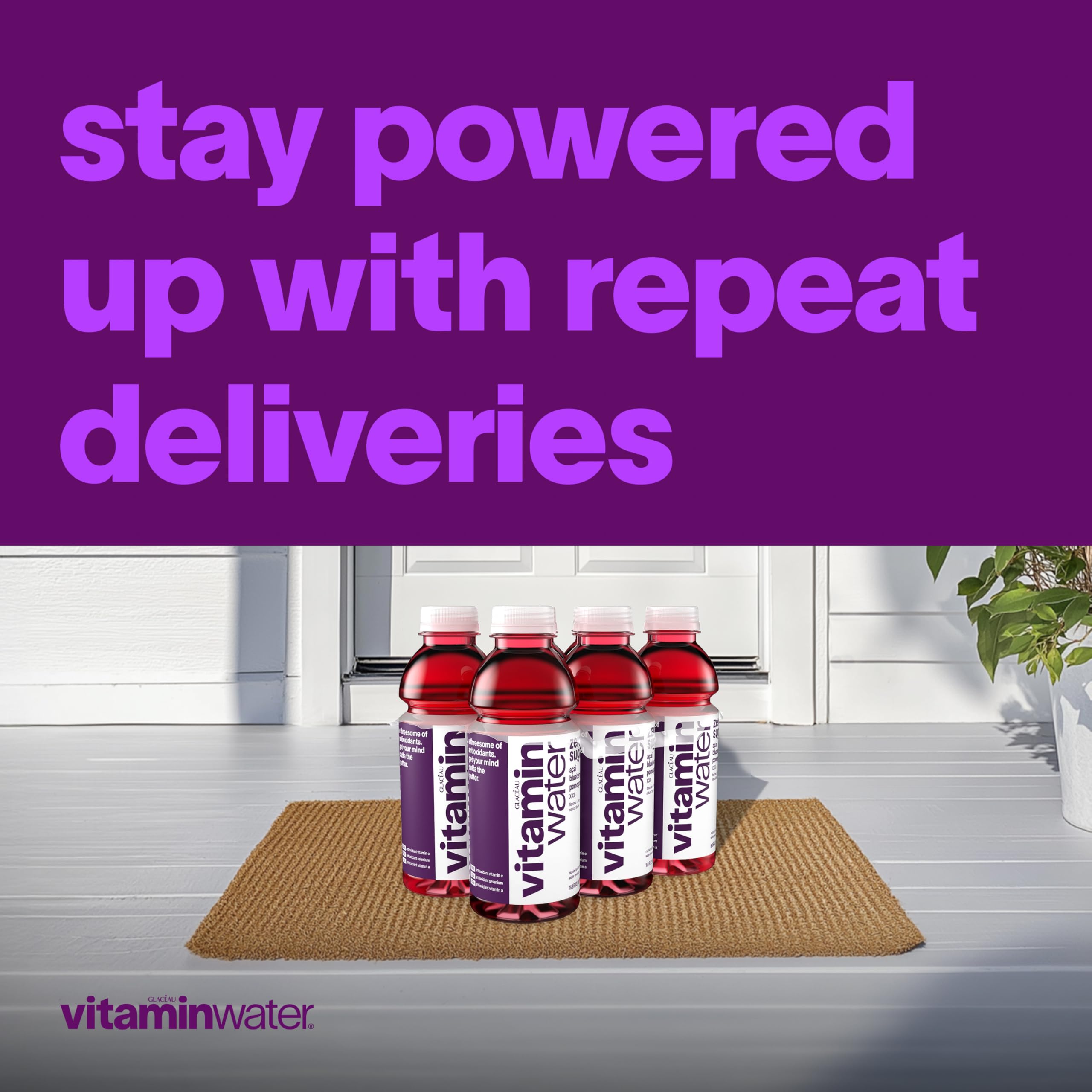 Vitaminwater XXX 20 oz bottle poured into glass for daily refreshment.