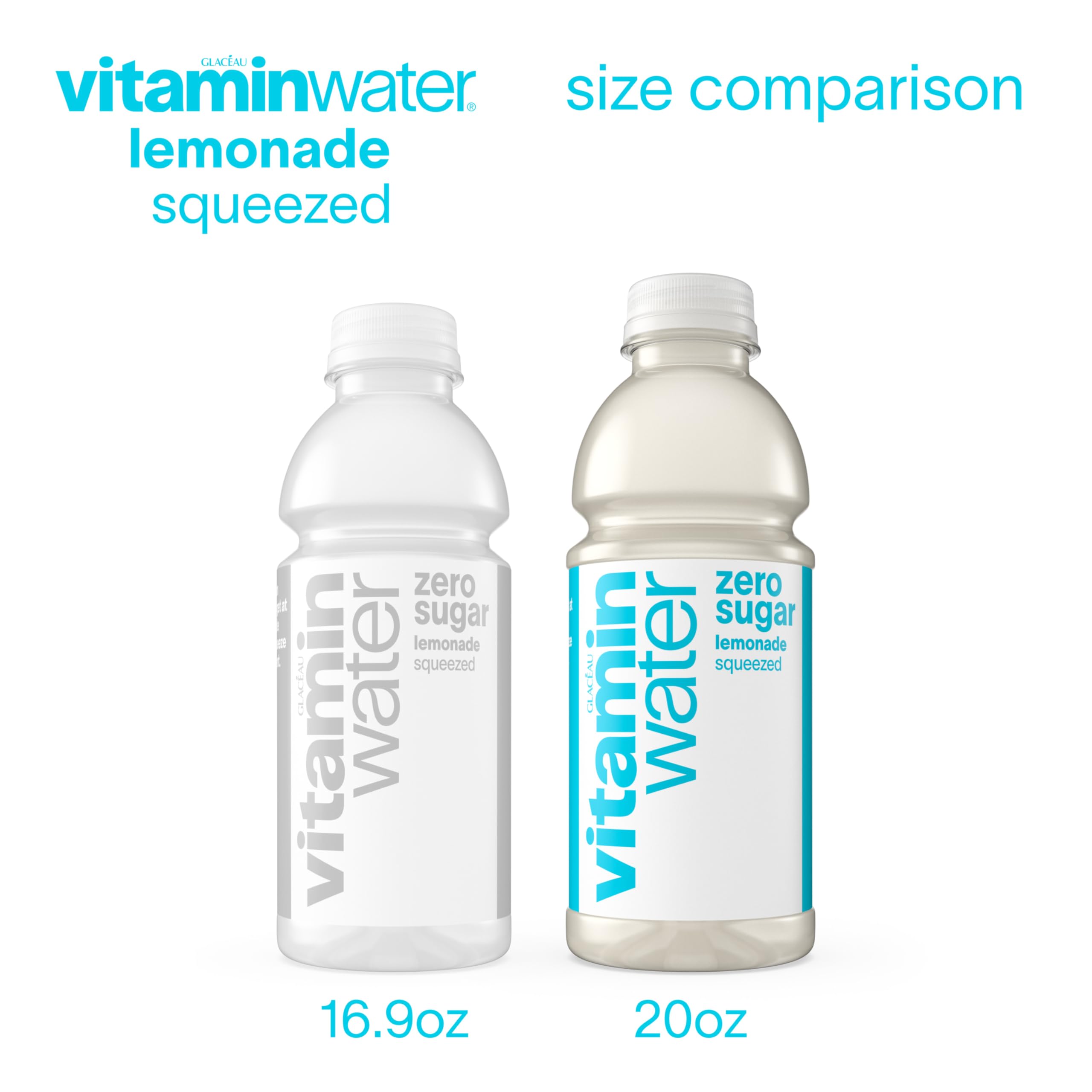 Close-up of Vitaminwater Zero Sugar Squeezed Lemonade 12-pack carton lid for easy grab-and-go
