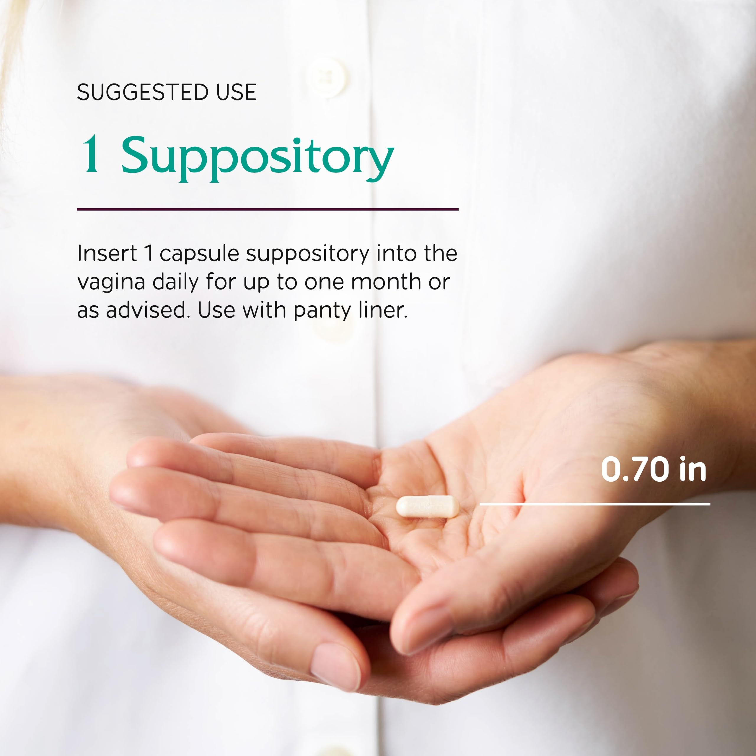 Inserting a Vitanica Fresh V-Probiotics suppository as part of daily care