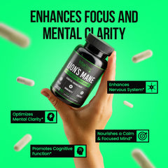 Bottle on wood background presenting vegan brain support.