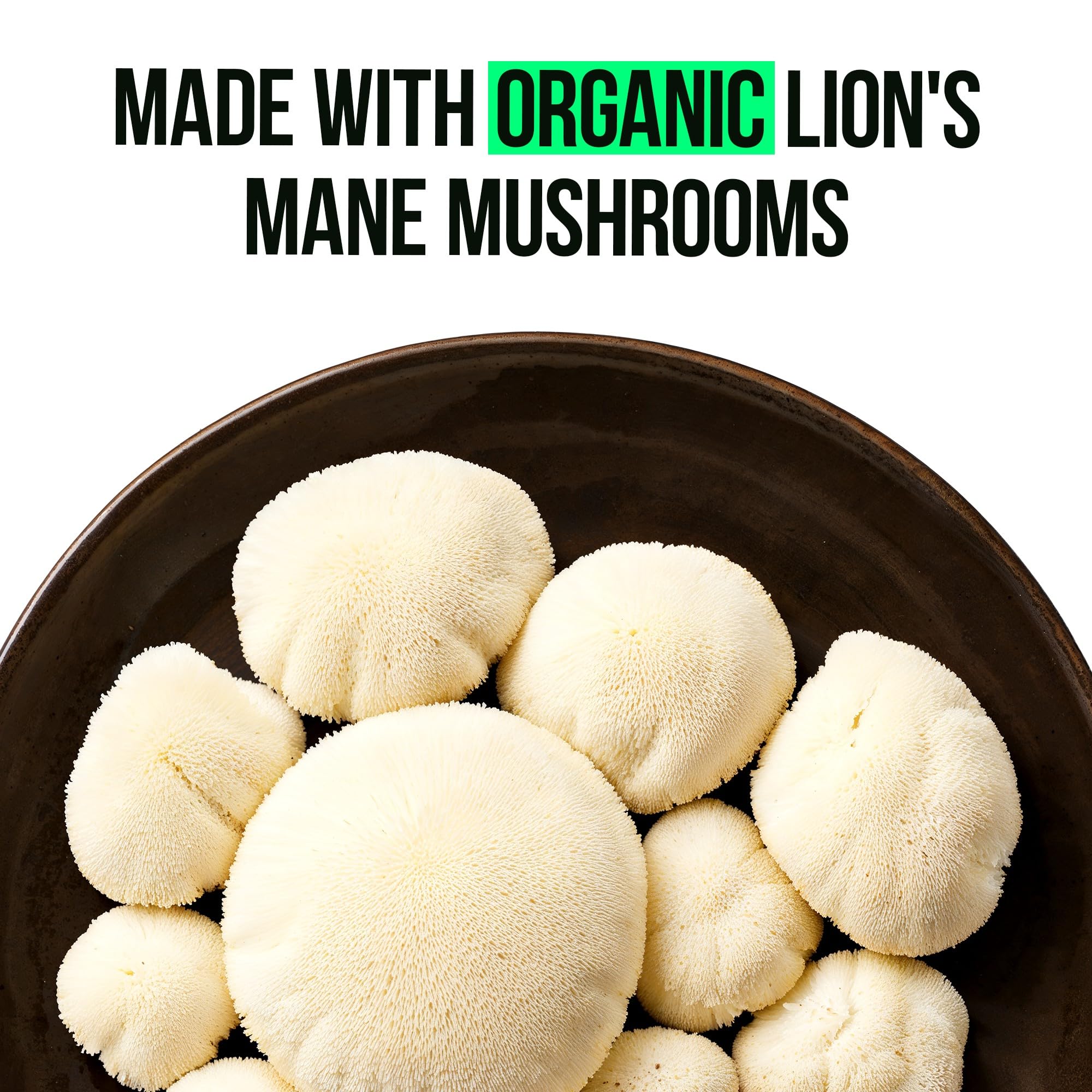 VitaRaw Lions Mane label detail emphasizing 2390 mg per serving.