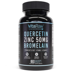VitaRaw Quercetin with Bromelain bottle showcasing immune support capsules for daily wellness