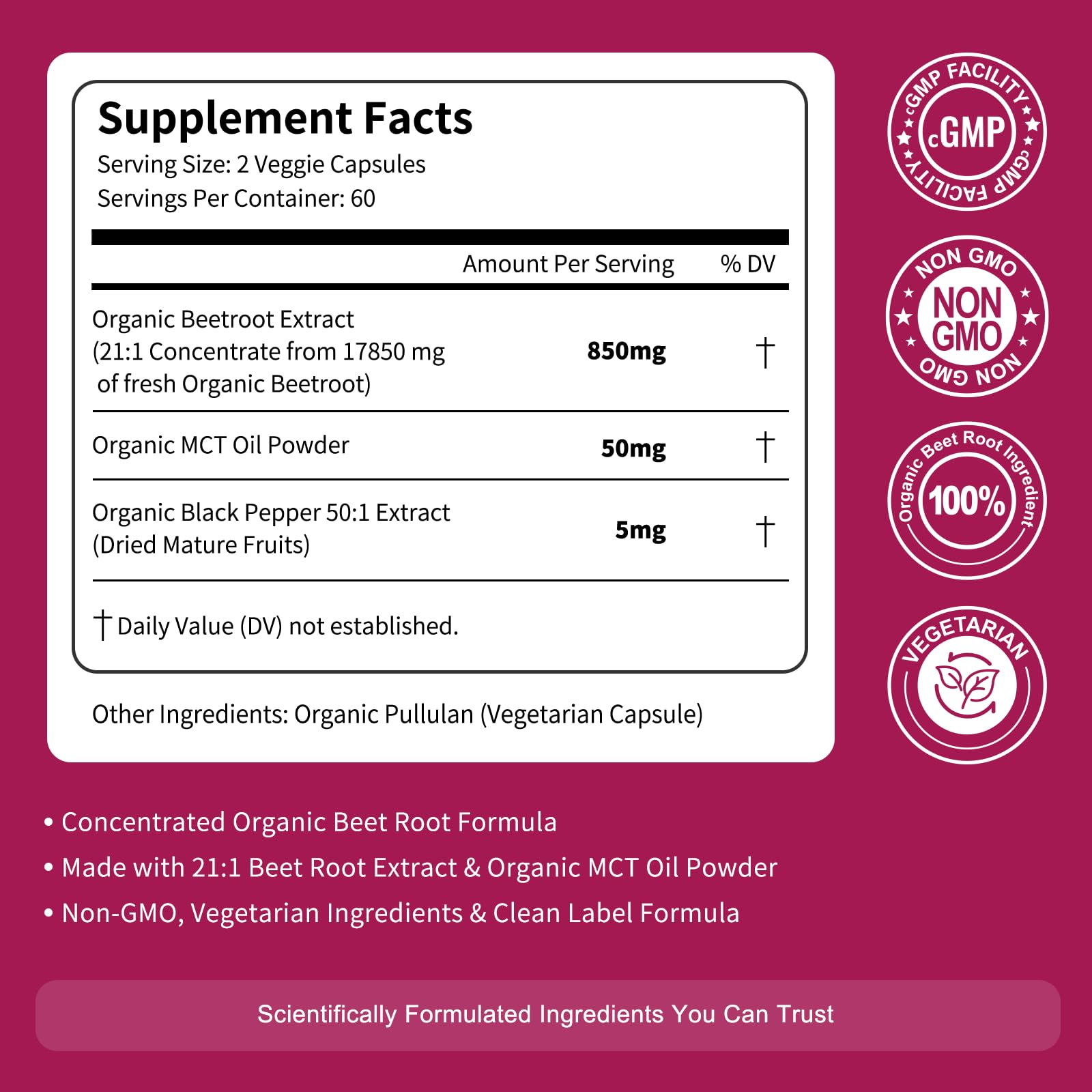 Vitarevive beet root capsules pour into a glass for easy daily intake.